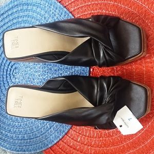 TIME AND TRU Twist-knot Front Strap Cork Wedge Heels Shoes New